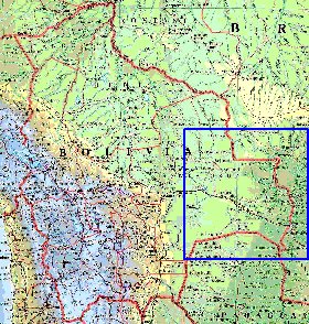 Administrativa mapa de Bolivia em ingles