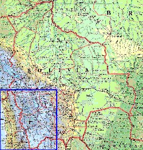 Administrativa mapa de Bolivia em ingles