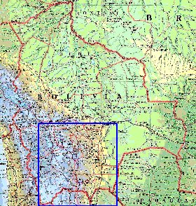 Administrativa mapa de Bolivia em ingles