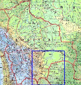 Administrativa mapa de Bolivia em ingles