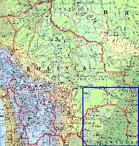 Administrativa mapa de Bolivia em ingles