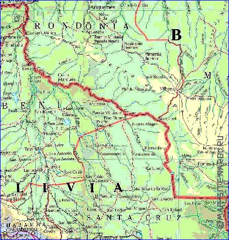 Administrativa mapa de Bolivia em ingles