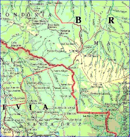 Administrativa mapa de Bolivia em ingles