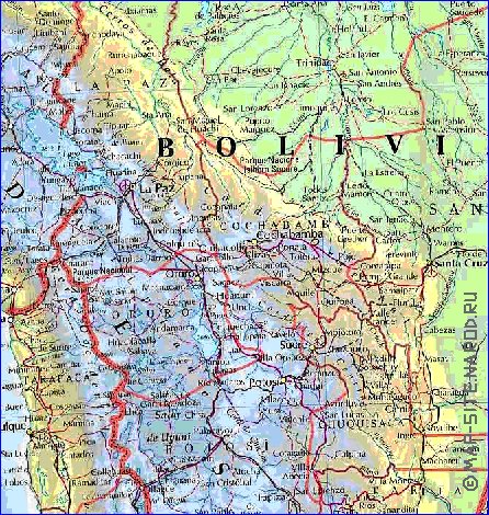 Administrativa mapa de Bolivia em ingles