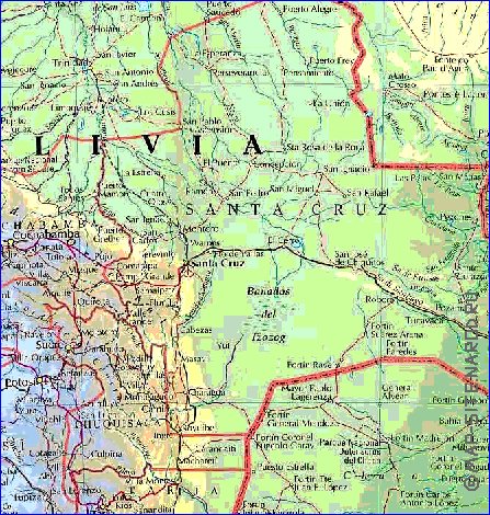 Administrativa mapa de Bolivia em ingles