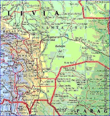 Administrativa mapa de Bolivia em ingles