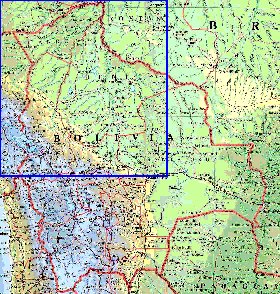 Administrativa mapa de Bolivia em ingles