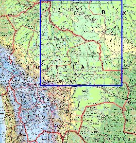 Administrativa mapa de Bolivia em ingles