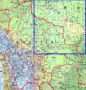 Administrativa mapa de Bolivia em ingles