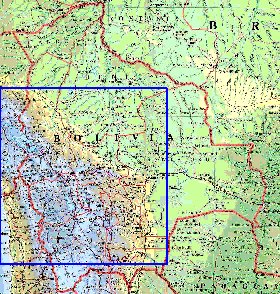 Administrativa mapa de Bolivia em ingles