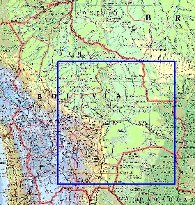 Administrativa mapa de Bolivia em ingles