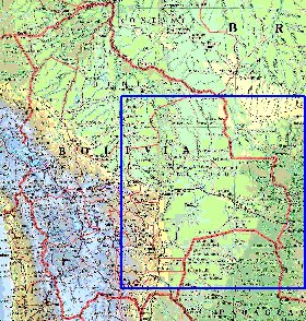 Administrativa mapa de Bolivia em ingles