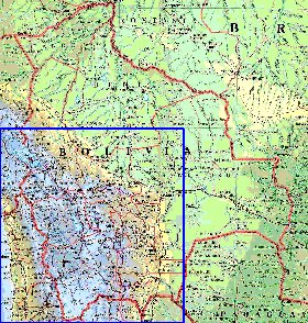 Administrativa mapa de Bolivia em ingles