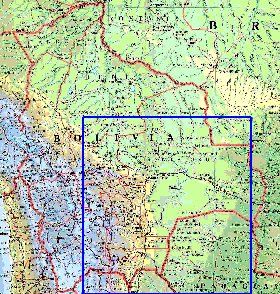 Administrativa mapa de Bolivia em ingles