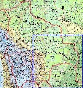 Administrativa mapa de Bolivia em ingles