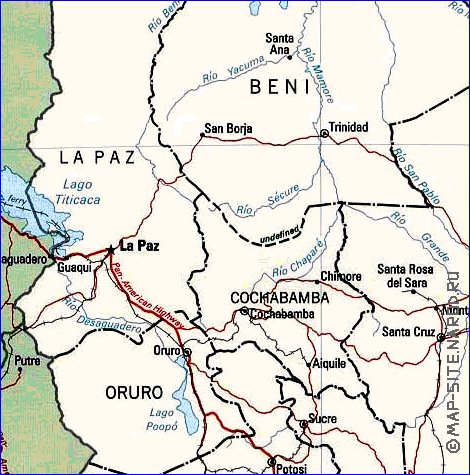 Administrativa mapa de Bolivia