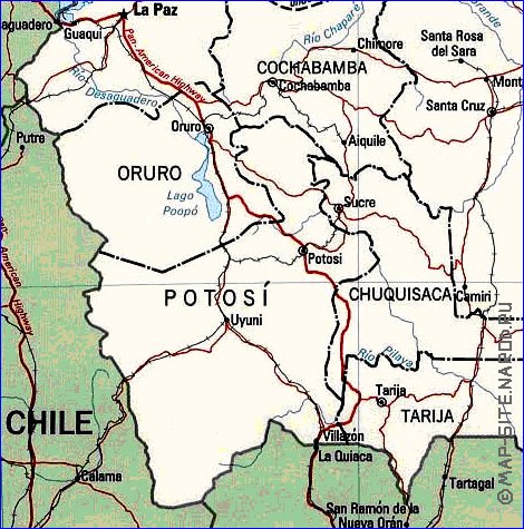 Administrativa mapa de Bolivia