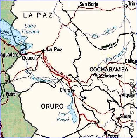 Administrativa mapa de Bolivia