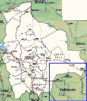 Administrativa mapa de Bolivia