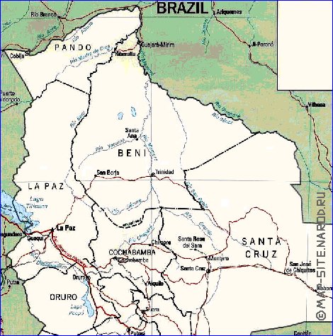 Administrativa mapa de Bolivia
