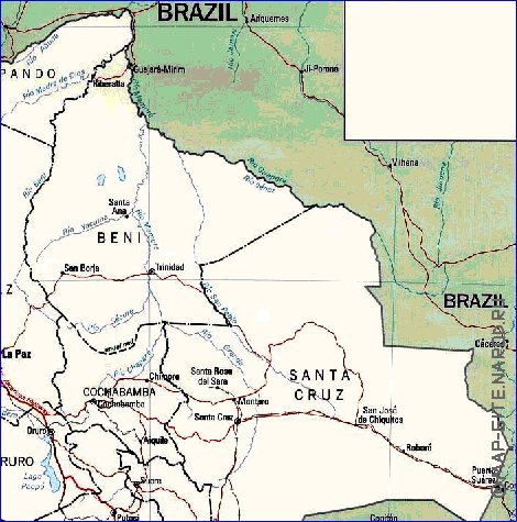 Administrativa mapa de Bolivia