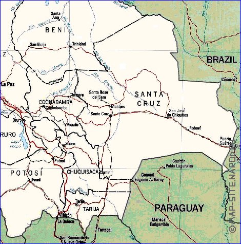 Administrativa mapa de Bolivia