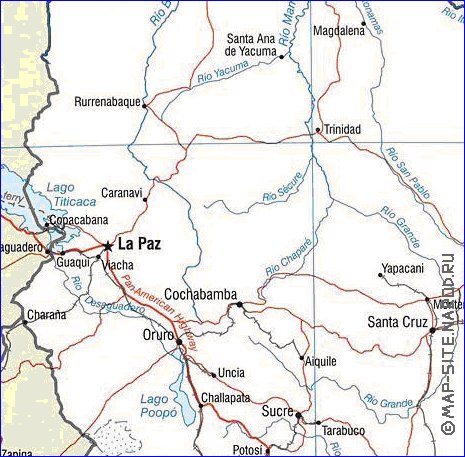 mapa de Bolivia em ingles