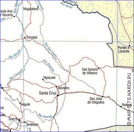 mapa de Bolivia em ingles