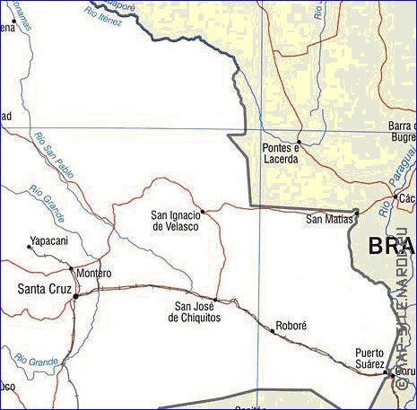 mapa de Bolivia em ingles