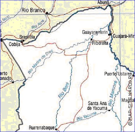 mapa de Bolivia em ingles