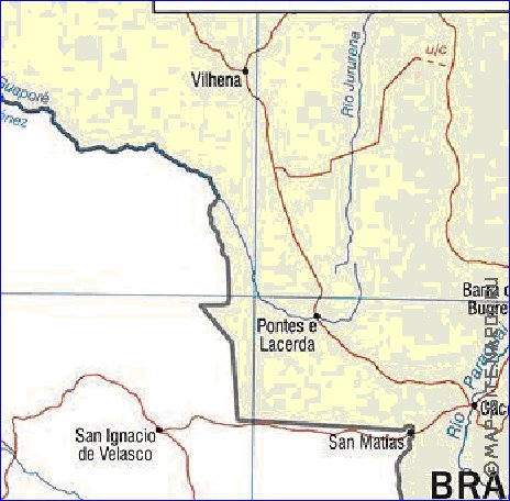 mapa de Bolivia em ingles