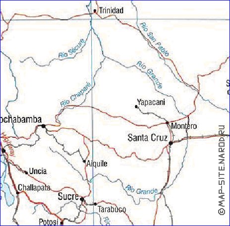 mapa de Bolivia em ingles