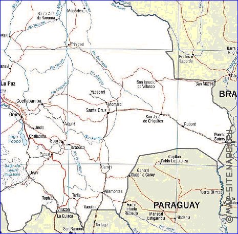 mapa de Bolivia em ingles