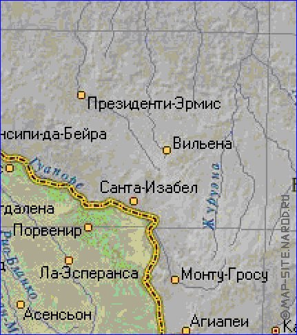 Fisica mapa de Bolivia