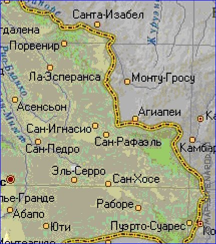 Fisica mapa de Bolivia