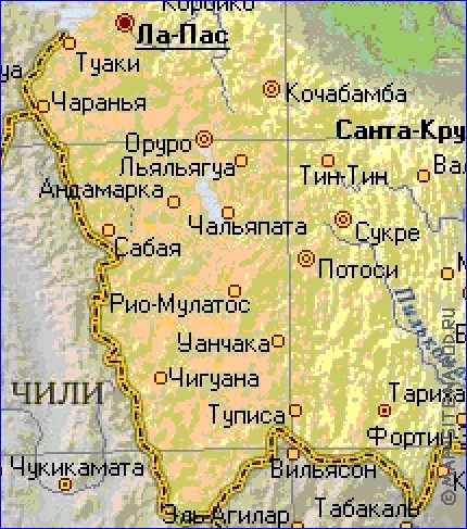 Fisica mapa de Bolivia