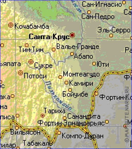 Fisica mapa de Bolivia