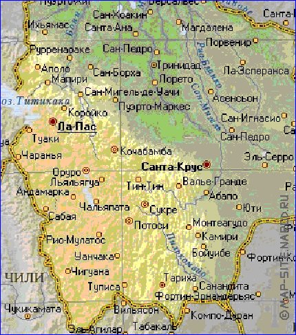 Fisica mapa de Bolivia