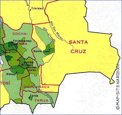 mapa de de densidade populacional Bolivia