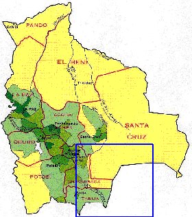 mapa de de densidade populacional Bolivia