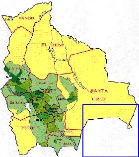 mapa de de densidade populacional Bolivia