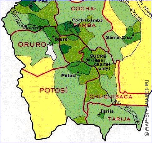 mapa de de densidade populacional Bolivia