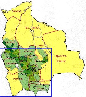 mapa de de densidade populacional Bolivia