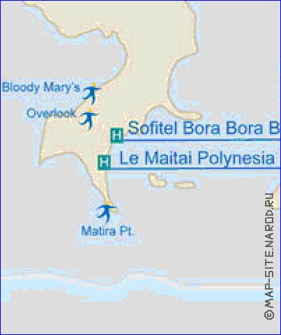 carte de Bora-Bora en anglais