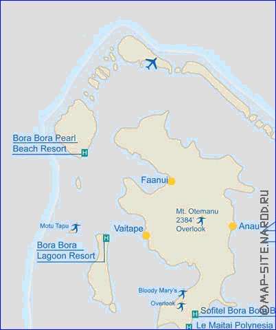 mapa de Bora Bora em ingles