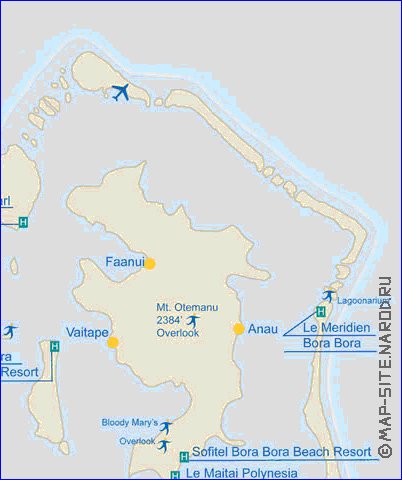 mapa de Bora Bora em ingles