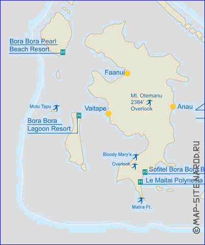 carte de Bora-Bora en anglais