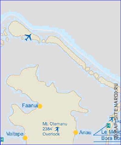 carte de Bora-Bora en anglais