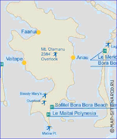 mapa de Bora Bora em ingles