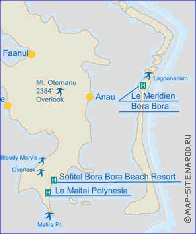 carte de Bora-Bora en anglais